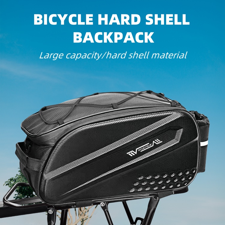 Cycling Journey - 自転車バッグ、ハードシェルリアシートバッグ、マウンテンバイクパニア、サイクリングアクセサリー10L多機能自転車リアシートバッグ、自転車荷物ラック、荷物ボックス、貨物旅行バッグ、ハンドバッグ、ショルダーバッグ