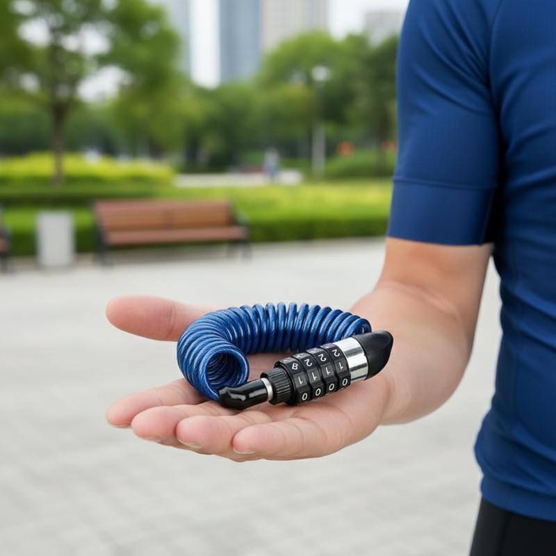 Chain Lock Combination - 新型バイク・自転車用盗難防止チェーン 4桁パスワード式コンビネーションヘルメットロック 安全ポータブルケーブルロック 耐久性のあるワイヤーロープ