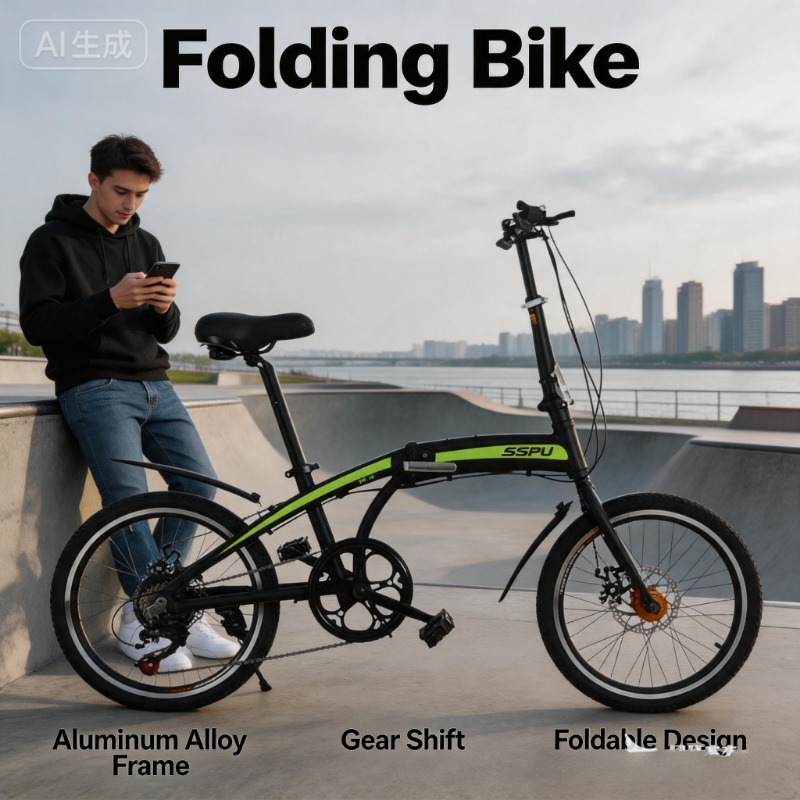 Commuting With Bike - 超軽量20インチ折りたたみ自転車 - アルミ合金製ポータブルシティ通勤自転車 7速 グレー 軽量トラベルバイク