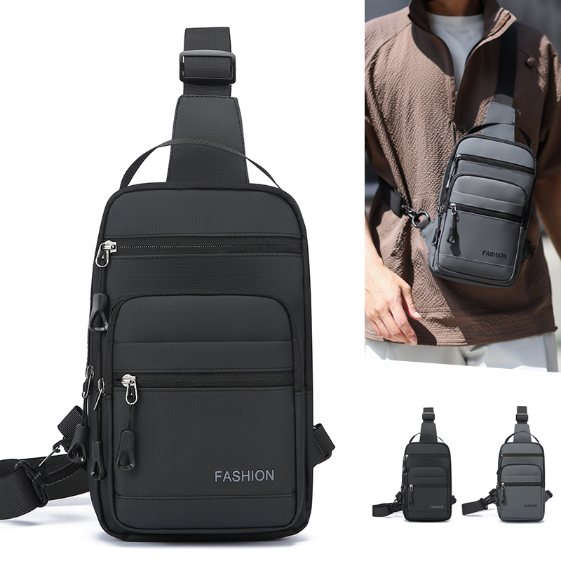 Cycling Commuter - 男性用チェストバッグ 撥水性 オックスフォード フロントジッパーポケット 取り外し可能なストラップ サイクリング