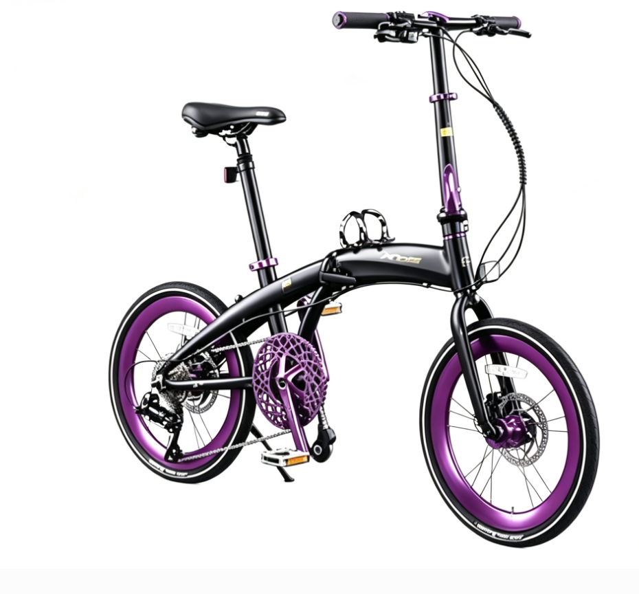 鮮やかなカラーの三つ折りアルミ合金自転車、シマノ9速油圧ディ - Commuting With Bike のレビューと価格