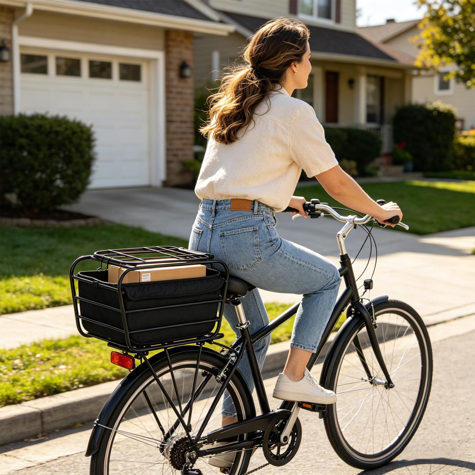 頑丈な大容量自転車バスケット 自転車後部オーガナイザーバスケ - Cycling Commuter のレビューと価格