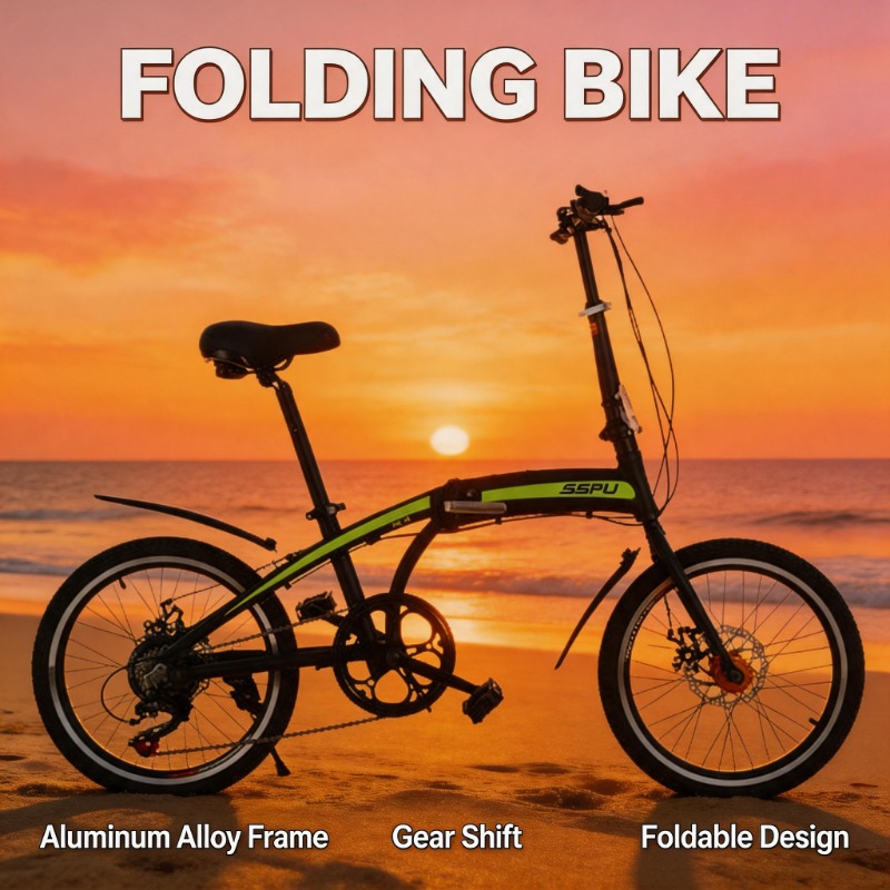 20インチ軽量アルミ合金折りたたみ自転車 ポータブル7速都市 - Commuting With Bike のレビューと価格