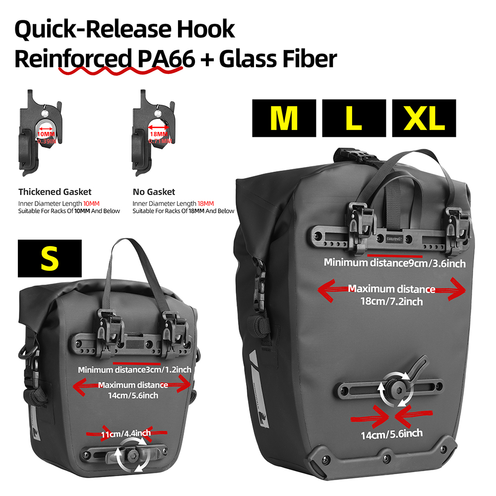 Rhinowalk 自転車パニアバッグ 6L/12L/20L - Cycling Commute Bag のレビューと価格