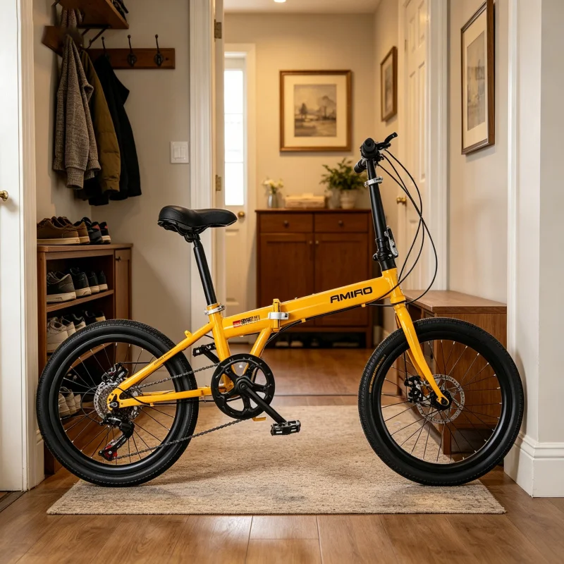 20インチ イエロー スポークホイール 折りたたみ自転車 超 - Commuting With Bike のレビューと価格