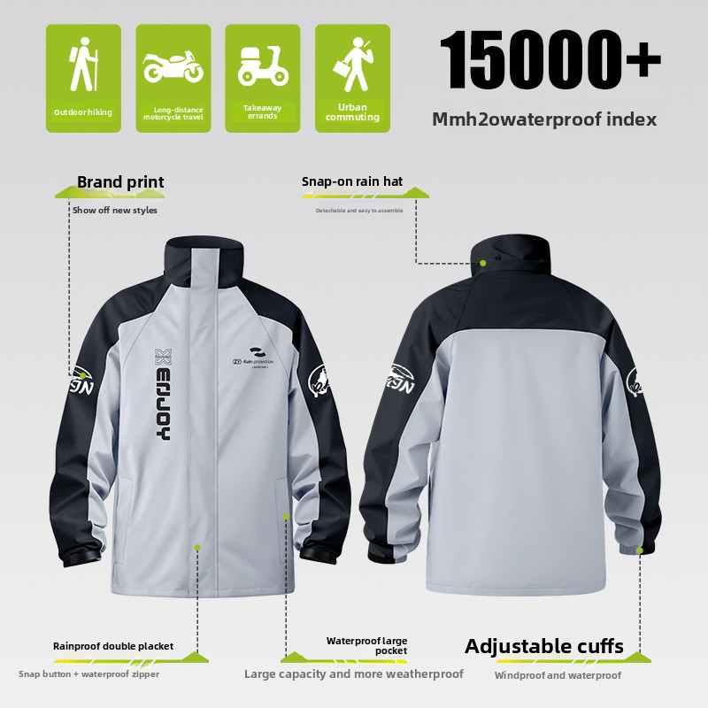 頑丈な二枚組バイク用レインスーツ 防水ジャケットとパンツセッ - Cycling Commuter Rain Jacket のレビューと価格