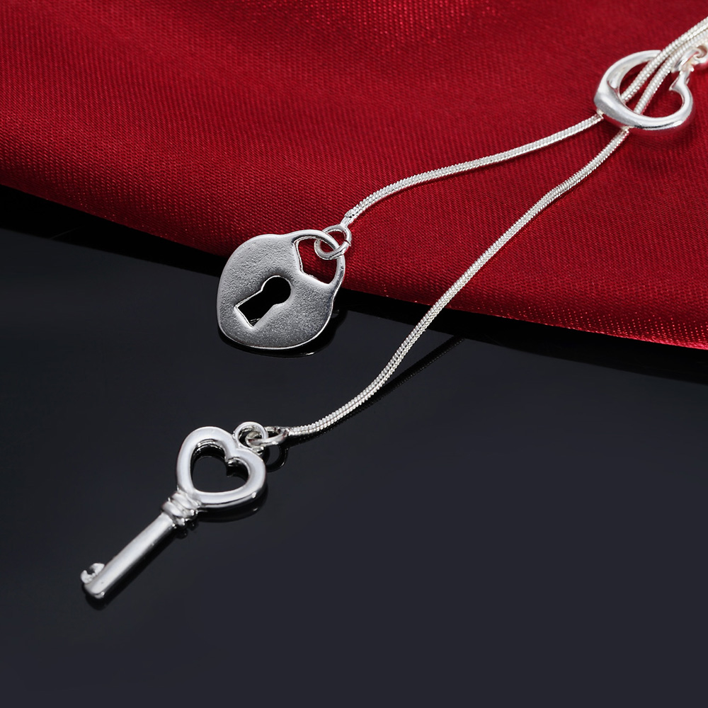 女性のためのロマンチックなキーネックレス,925スターリング - Chain Lock Combination のレビューと価格