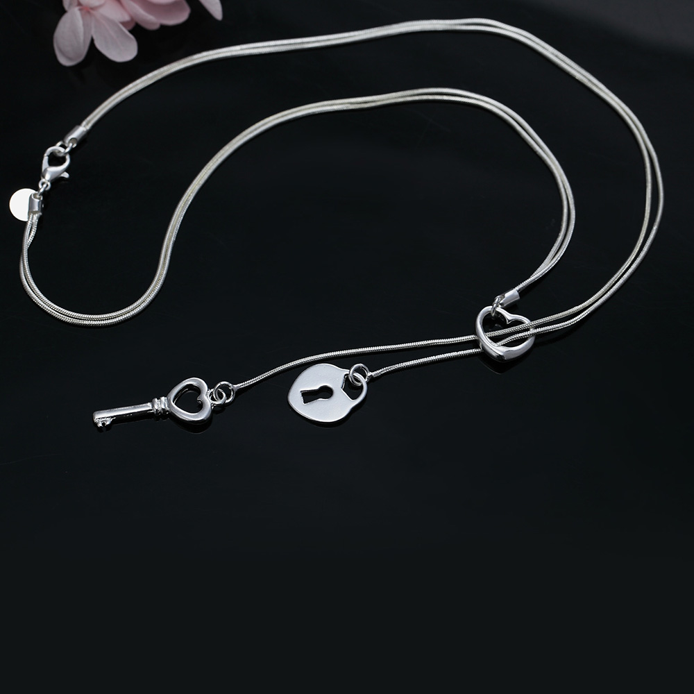 女性のためのロマンチックなキーネックレス,925スターリング - Chain Lock Combination のレビューと価格