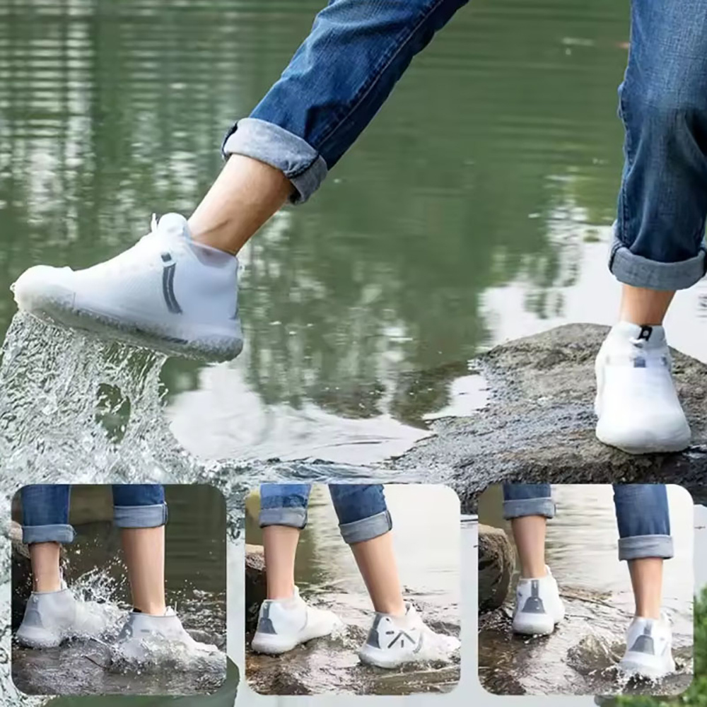 1組の再利用可能なゴム製レインブーツオーバーシューズ、屋外作 - Cycling Commute Shoes のレビューと価格