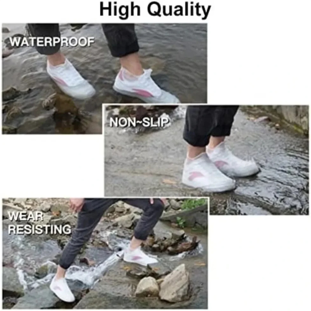 1組の再利用可能なゴム製レインブーツオーバーシューズ、屋外作 - Cycling Commute Shoes のレビューと価格